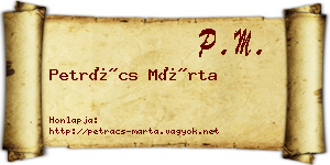 Petrács Márta névjegykártya